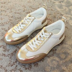 Anne Klein White and Gold Sneakers